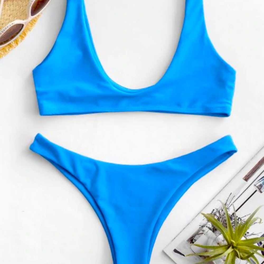High Cut Bikini Set Blue